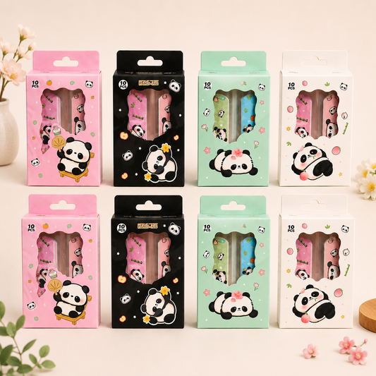 Panda Cartoon Adhesive Bandages Set of 6 Boxes (60 Bandages Total) | Cute Waterproof Kids Band Aid | Kawaii First Aid Bandages for Children & Adults