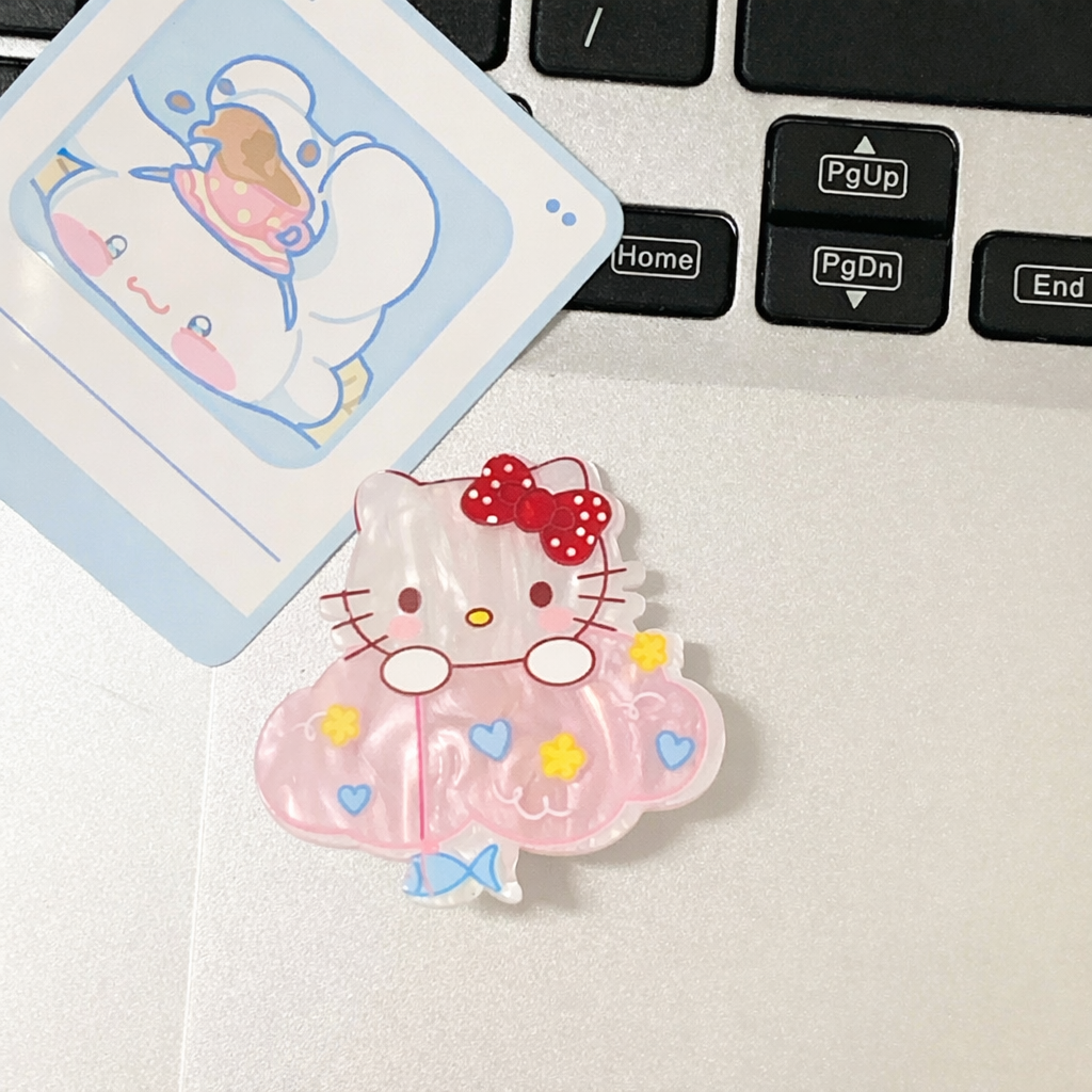 Kawaii Sanrio Cartoon Hair Clips Set of 4 – Cute Hello Kitty & Pochacco Acrylic Hairpins for Girls | Korean Style Hair Accessories