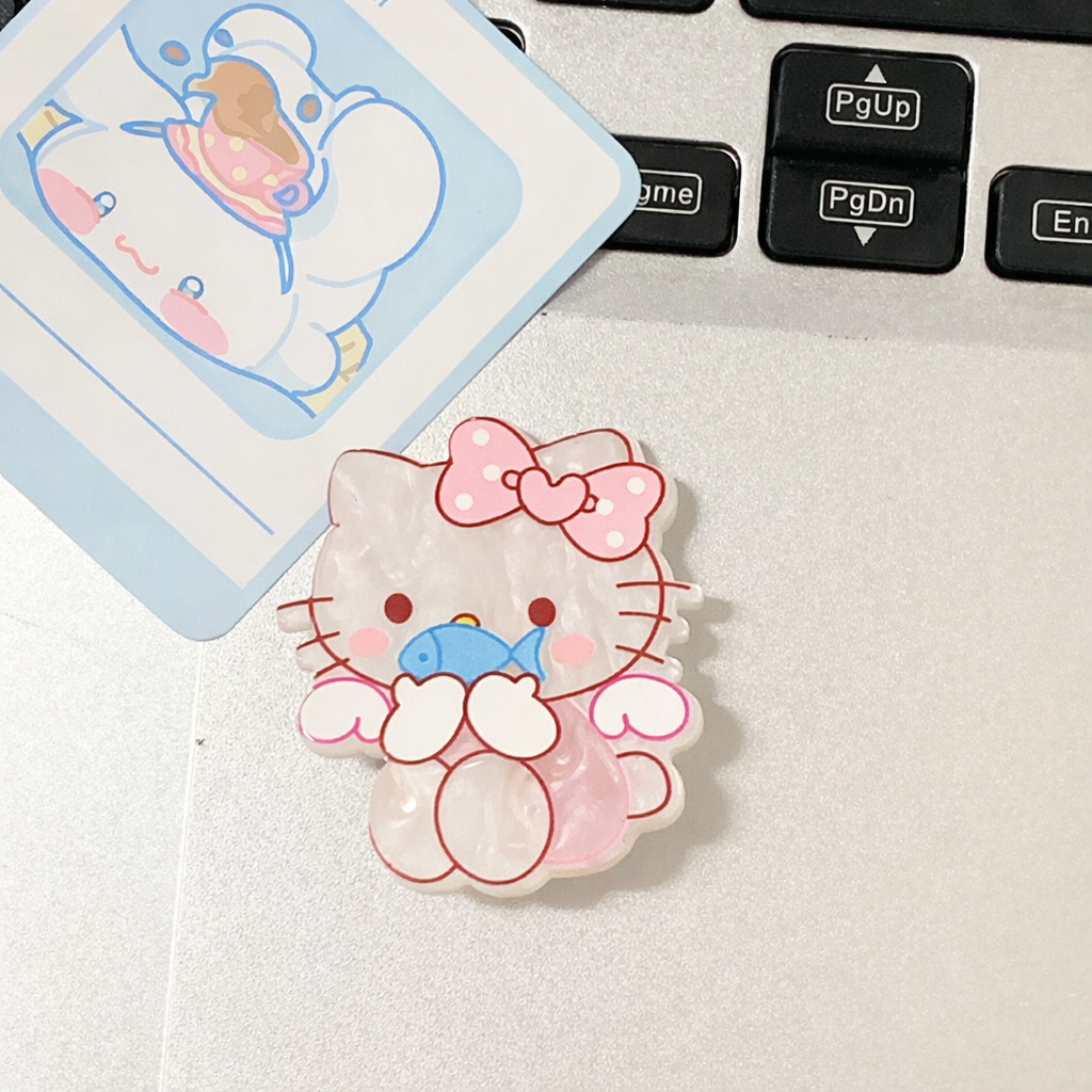 Kawaii Sanrio Cartoon Hair Clips Set of 4 – Cute Hello Kitty & Pochacco Acrylic Hairpins for Girls | Korean Style Hair Accessories