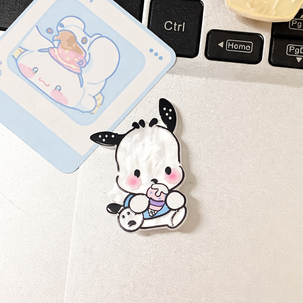 Kawaii Sanrio Cartoon Hair Clips Set of 4 – Cute Hello Kitty & Pochacco Acrylic Hairpins for Girls | Korean Style Hair Accessories