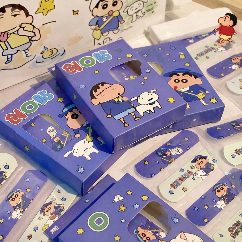 Shinchan Cartoon Printed Bandages (Pack of 20) – Cute Waterproof Adhesive Bandaids for Kids & Adults | Individually Wrapped Kawaii First Aid Strips