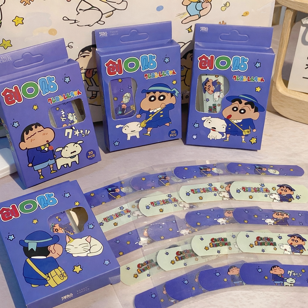 Shinchan Cartoon Printed Bandages (Pack of 20) – Cute Waterproof Adhesive Bandaids for Kids & Adults | Individually Wrapped Kawaii First Aid Strips