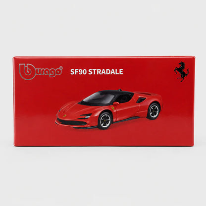 Bburago 1:64 Ferrari SF90 Stradale Red Diecast Model Car | Official Licensed Ferrari Collectible Metal Toy Car with Opening Doors | Premium Miniature Sports Car for Collectors & Kids
