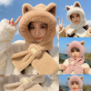Kawaii Animal Ear Winter Hooded Scarf for Girls – Ultra Soft Plush 3-in-1 Hat, Scarf & Hood