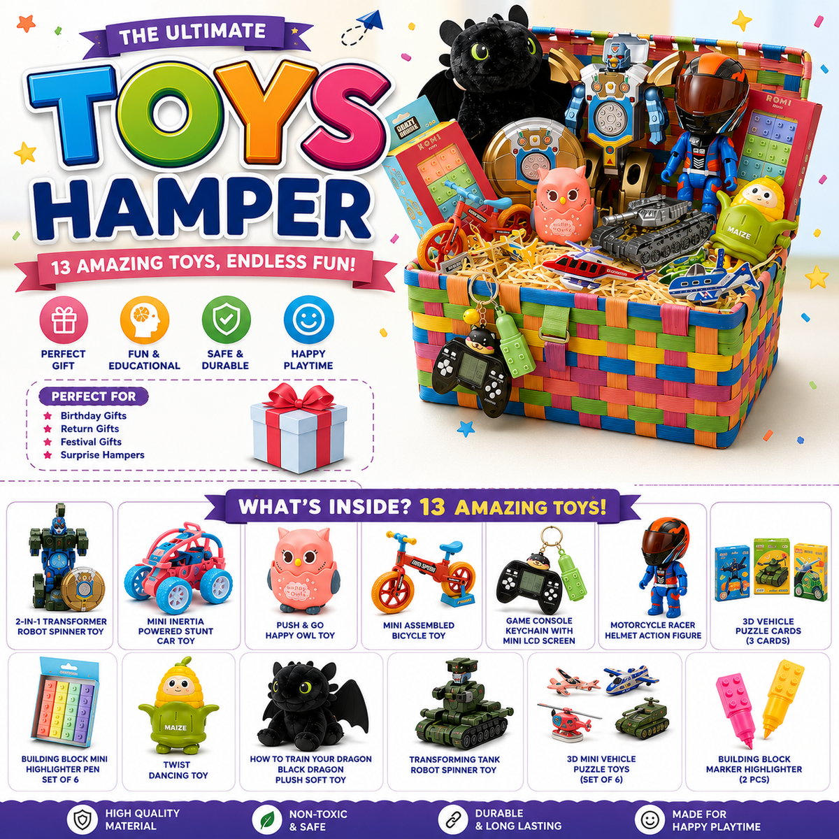 Ultimate Kids Toys Hamper | 13-Piece Toy Gift Set for Boys & Girls