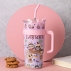 Labubu & One Piece Tumbler with  Steel Straw – 1200ml