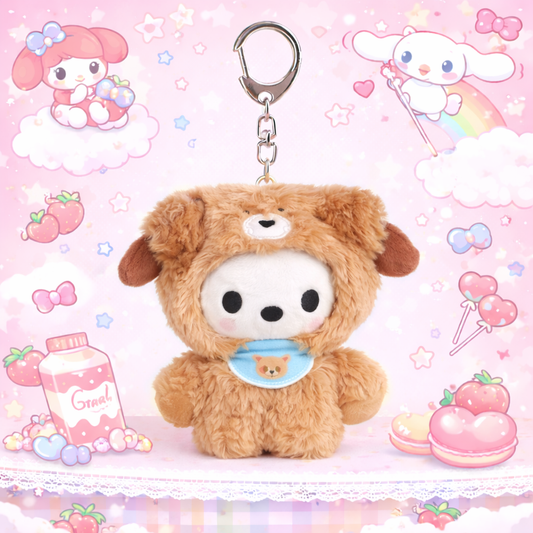 Sanrio Kawaii Teddy Plush Keychain – Kuromi, My Melody, Cinnamoroll & Friends Cute Bag Charm