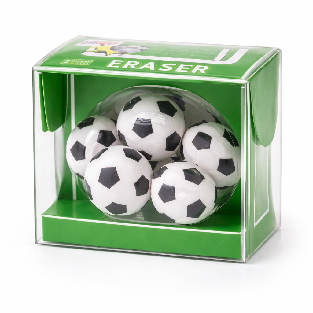 Sports Ball Eraser Set (Pack of 5) | Football, Tennis & Volleyball Design Cute Pencil Erasers | Each Box Sold Separately