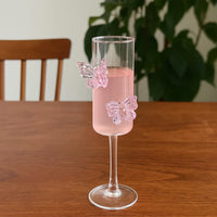 Pink Butterfly Glass  – Cute Decorative Drink Markers for Champagne, Wine & Party Glasses