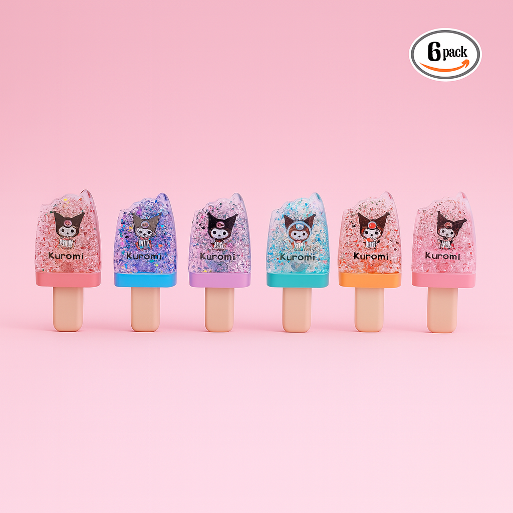 Cute cartoon ice cream moisturizing lip gloss(Pack of 6)