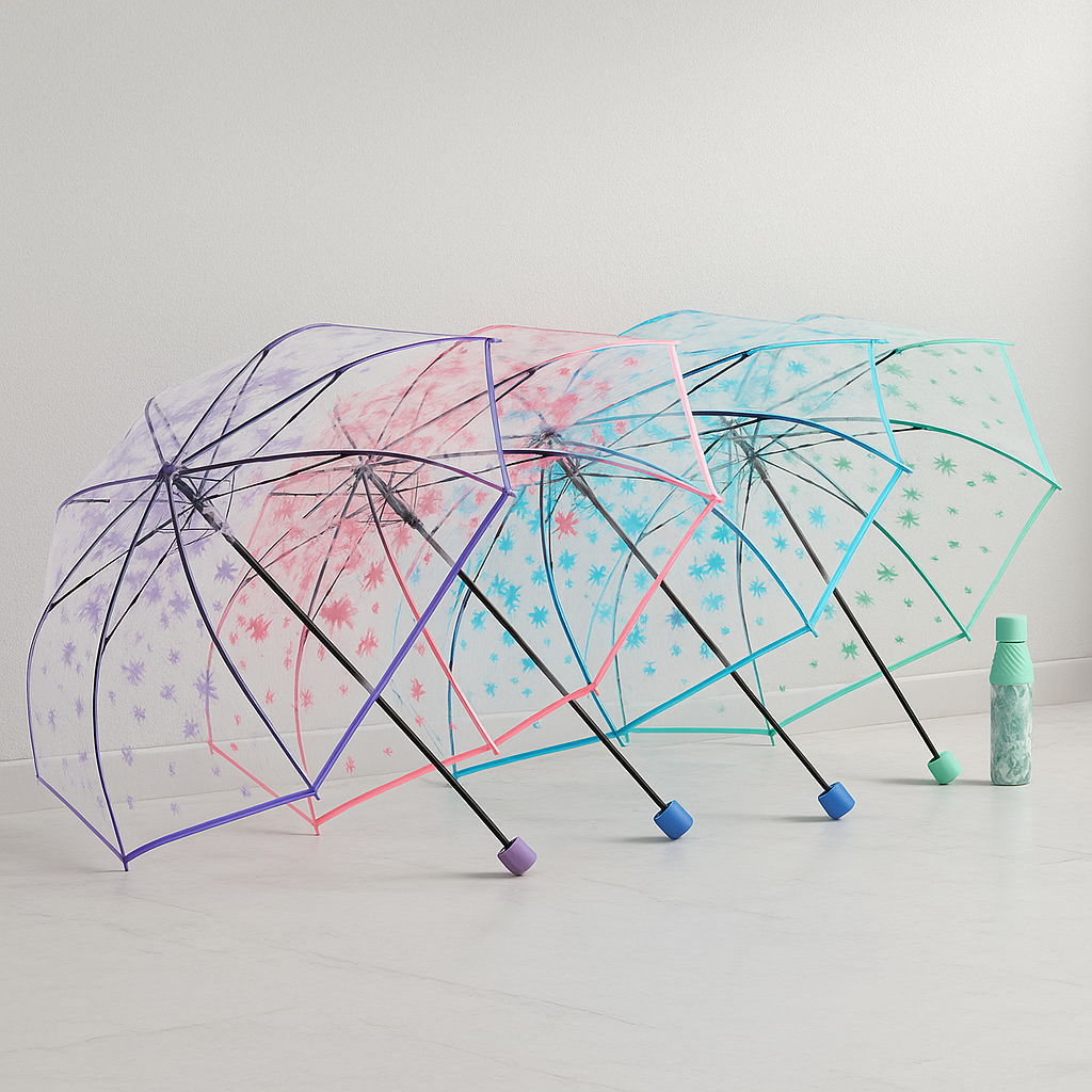 New Flower Print Transparent Umbrella