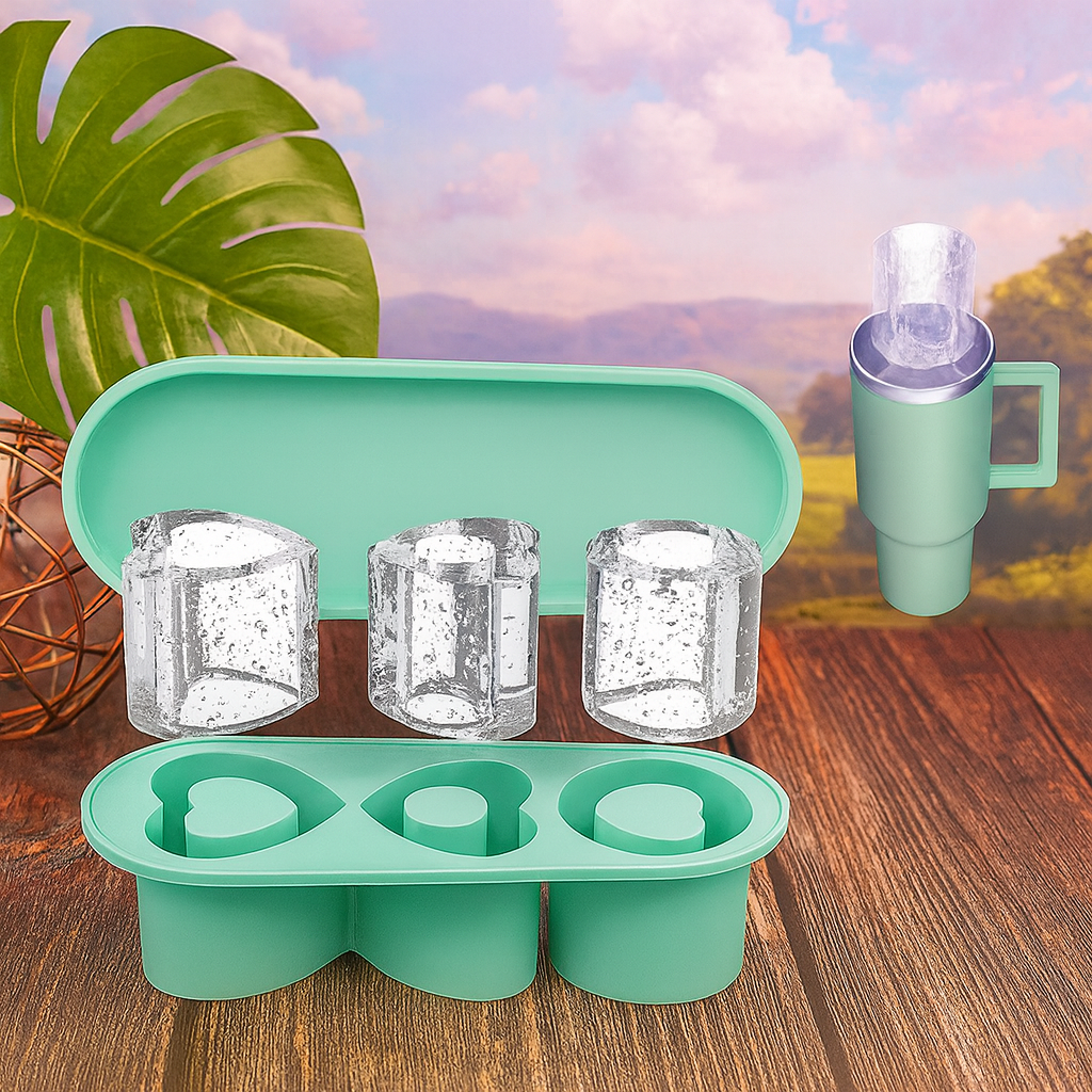Heart-Shaped Ice Mold for Stanley Cup – Food-Grade Silicone Ice Cube Tray (Reusable & Leakproof)