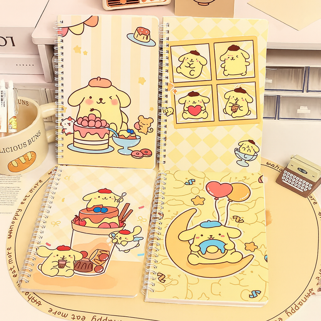 Cute Pompompurin Spiral Notebook – Sanrio Stationery for School, Office & Journaling
