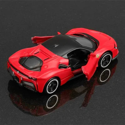 Bburago 1:64 Ferrari SF90 Stradale Red Diecast Model Car | Official Licensed Ferrari Collectible Metal Toy Car with Opening Doors | Premium Miniature Sports Car for Collectors & Kids