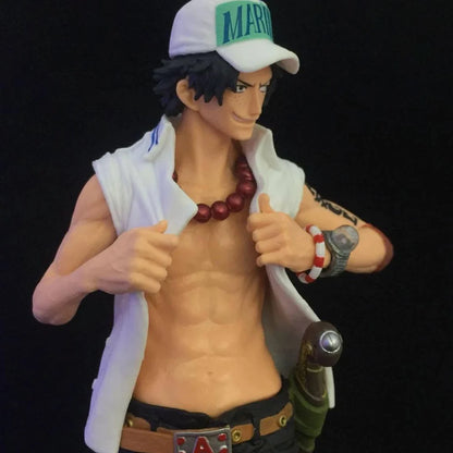 One Piece Portgas D. Ace Marine Cap PVC Action Figure – 26cm Anime Collectible Statue | Fire Fist Ace Figure | One Piece Anime Model | Manga Display Toy for Fans & Collectors