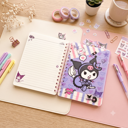 Kuromi Aesthetic Spiral Diary Notebook – Cute Kawaii Sanrio Writing Journal for Girls, Students & Stationery Lovers