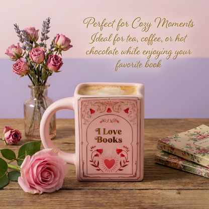 Coffee & Books Vintage Book Mug – Aesthetic Ceramic Book Lover Coffee Cup