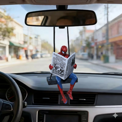 Spider-Man Swinging Car Hanging Ornament – Marvel Superhero Rear View Mirror Decor | Cute Dashboard & Car Interior Accessory