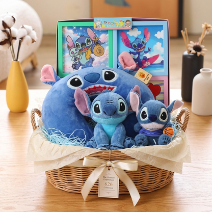 Disney Stitch Gift Hamper – Premium Kawaii Hamper with Stitch Neck Pillow, Stitch Keychain, Stitch Wrist Plush & 4 Diamond Art Kits | Cute Birthday Gift for Girls, Kids & Stitch Fans