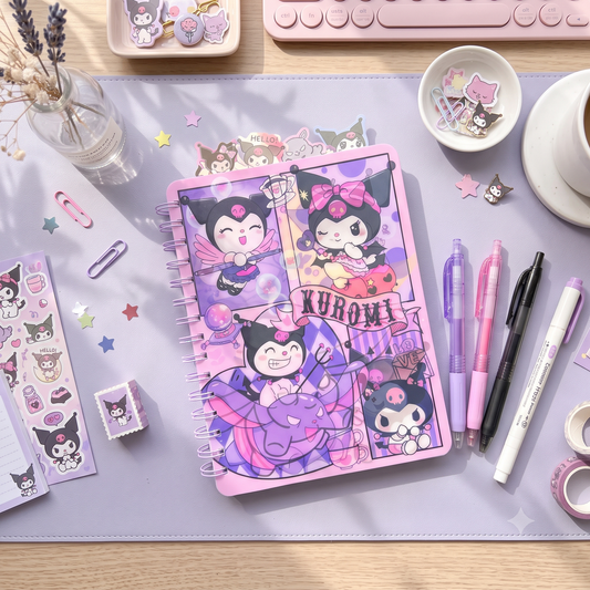 Kuromi Aesthetic Spiral Diary Notebook – Cute Kawaii Sanrio Writing Journal for Girls, Students & Stationery Lovers