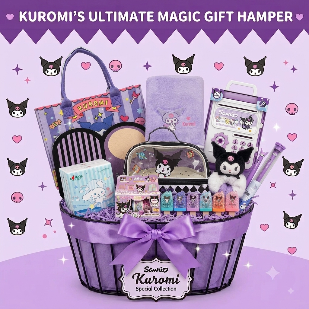 Kuromi Ultimate Magic Gift Hamper – Sanrio Kawaii Gift Set with 11 Cute Accessories