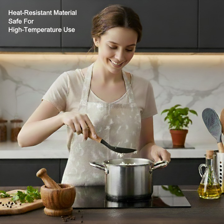 Premium Silicone Rice Spoon with Wooden Handle | Non-Stick Heat Resistant Serving Spoon | Modern Kitchen Cooking Tool