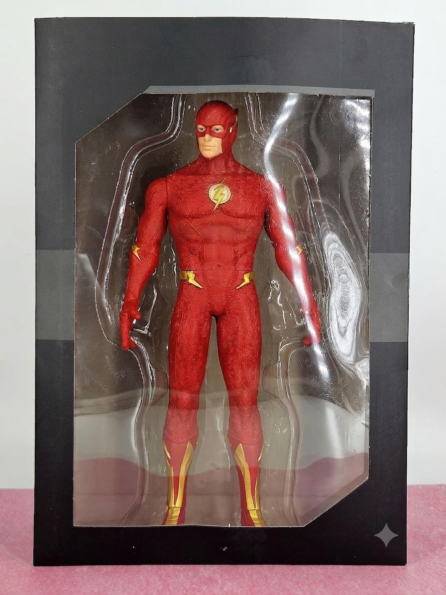 13 Inch (33CM) The Flash Action Figure with Rotating Joints – Premium PVC Superhero Collectible Model Toy | Justice League Flash Statue for Kids, Collectors & DC Fans