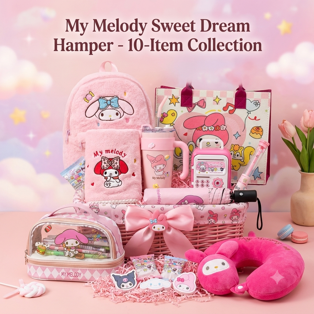 My Melody Ultimate Kawaii Gift Hamper – 10 Premium Cute Essentials | Sanrio Gift Set for Girls, Women & My Melody Fans