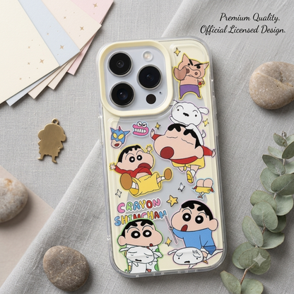 Shinchan Cartoon Transparent Phone Case for iPhone 17, iPhone 17 Pro & iPhone 17 Pro Max – Cute Kawaii Protective Mobile Cover