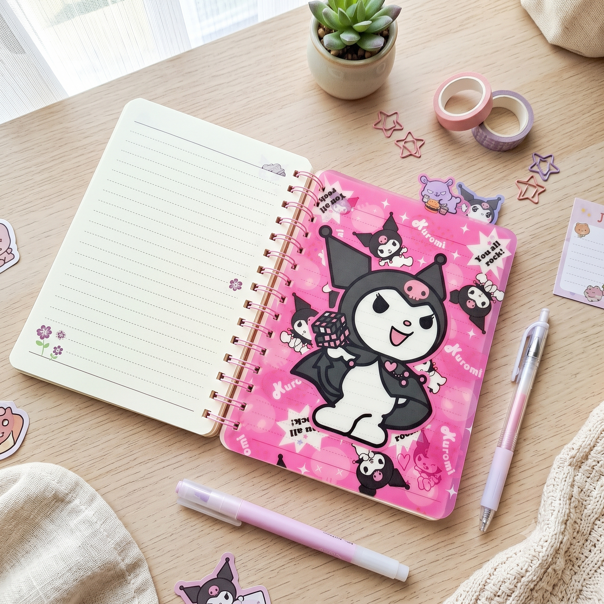 Kuromi Aesthetic Spiral Diary Notebook – Cute Kawaii Sanrio Writing Journal for Girls, Students & Stationery Lovers