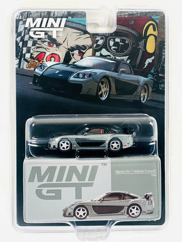 MINI GT #1057 Mazda RX-7 VeilSide Fortune7 Grey 1:64 Diecast Model Car (Blister Packaging) | Official Licensed JDM Collectible by TSM Model