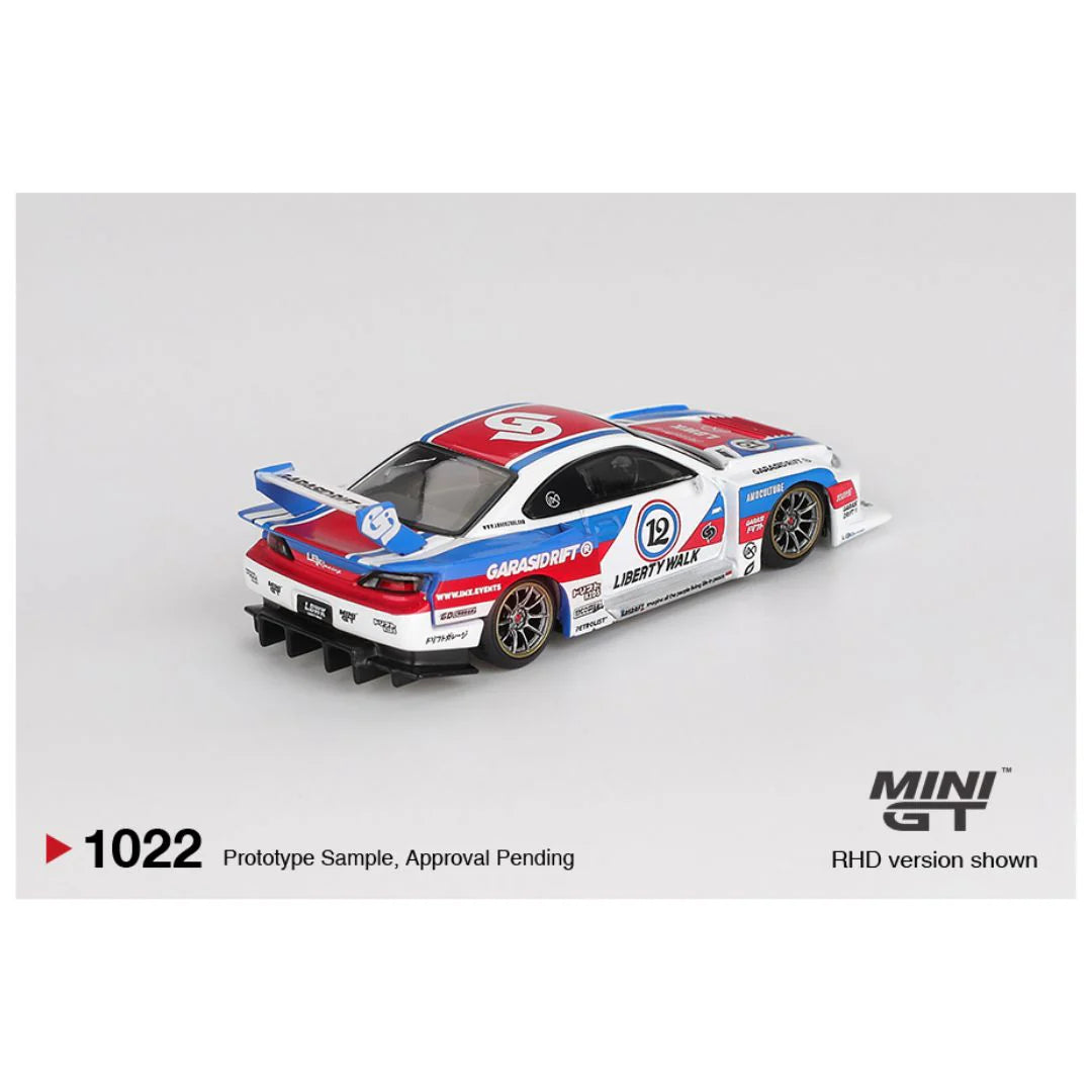 Mini GT #1022 Nissan Silvia S15 LB-Super Silhouette GARASIDRIFT x LBWK 2025 1:64 Diecast Model Car (Blister Pack)