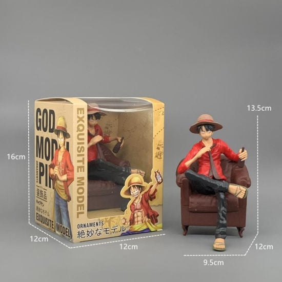 Monkey D. Luffy Sitting Pose Action Figure – One Piece Anime Collectible Statue (13.5 cm) | Premium PVC Luffy Figure with Chair