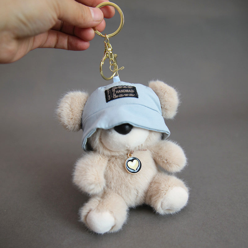 Cute Teddy Bear Plush Keychain with Hat – Kawaii Soft Toy Keyring for Bags, Keys & Gifts