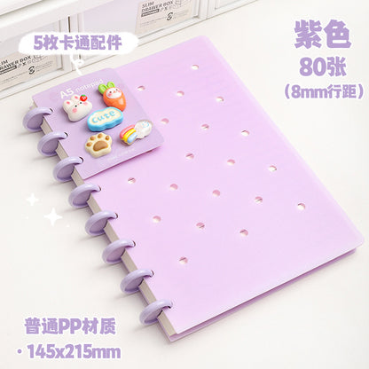 Kawaii DIY Loose-Leaf Notebook Binder – Cute Disc Bound Aesthetic Planner Journal with Decorative Charms