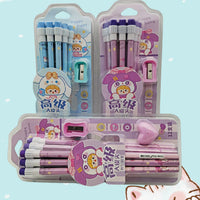 Pig pencil set with Heart Eraser & Sharpner