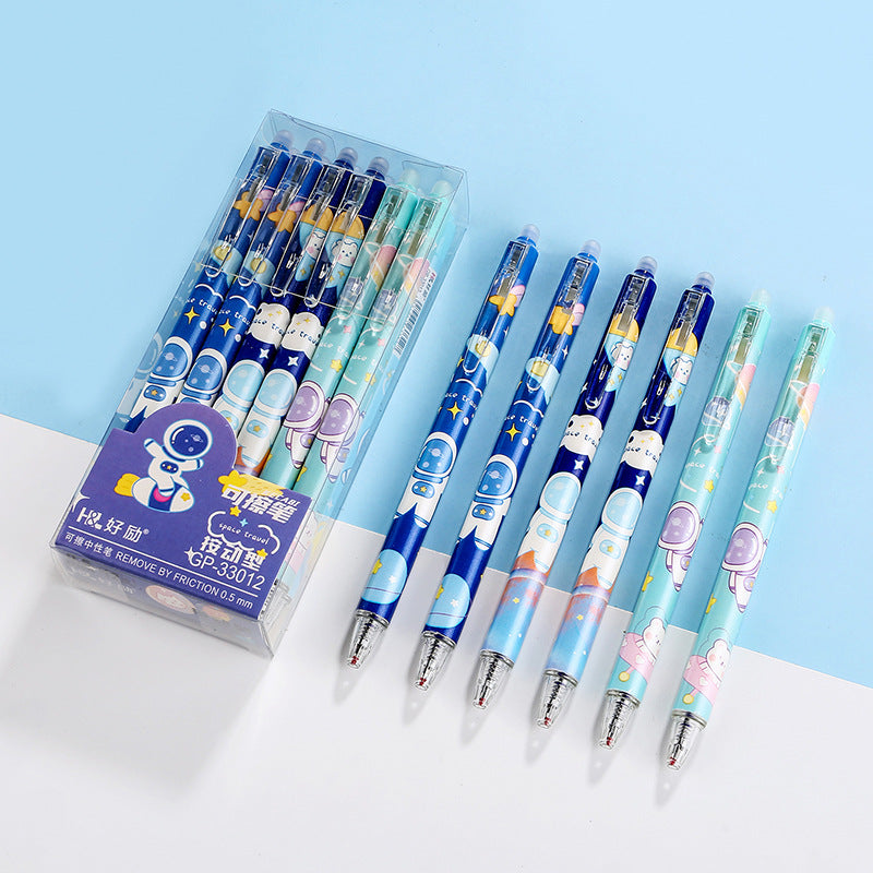 Kawaii 0.5mm Erasable Gel Pen Set (12 PCS) – Cute Cartoon Blue Ink Pens for School, Office & Journaling