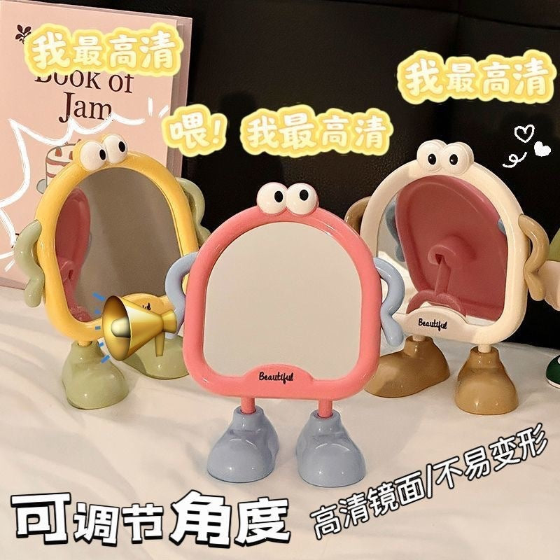 Cute Cartoon Standing Table Mirror with Legs – Kawaii Makeup Mirror for Desk | Aesthetic Vanity Mirror for Girls Room Decor
