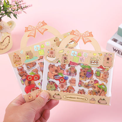 Kawaii Capybara Handbook Stickers – Cute Cartoon Scrapbook & Journal Sticker Pack (Pack of 6)
