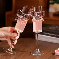 Pink Bow Champagne Glass Set of 2 – Cute Aesthetic Wine Glasses for Couples, Anniversary, Wedding & Home Décor