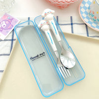 Sanrio Character Fork & Spoon Set with Case – Cute Travel Cutlery for Kids & Adults