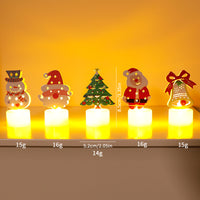 Christmas Theme LED Mini Candle Set (Pack of 5) – Santa, Snowman, Tree, Bell & Bear Décor Lights