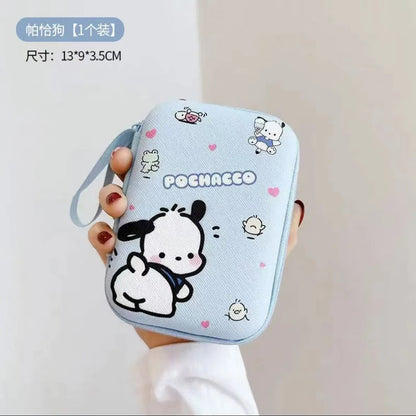 Cute Cartoon Earphone & Charging Cable Organizer Pouch – Pocchaco & Winnie the Pooh Mini Storage Case | Kawaii Data Cable Bag