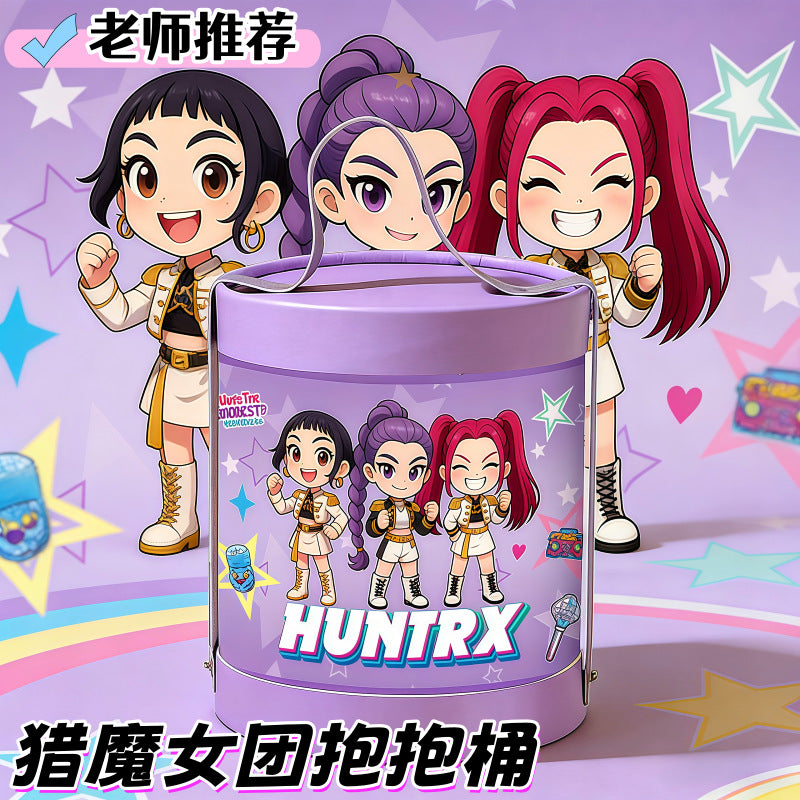 KPOP Demon Hunters Huntrix Stationery Gift Set – Kawaii School Supplies Kit with Notebook, Stickers, Pens, Keychain & Storage Bucket