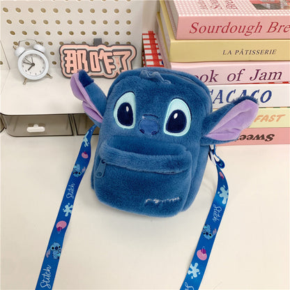 Stitch, Winnie the pooh, Nick, Judy,qiqi & Officer Leopard Cute Plush Sling Bag – Kawaii Cartoon Soft Crossbody Shoulder Bag for Kids & Girls
