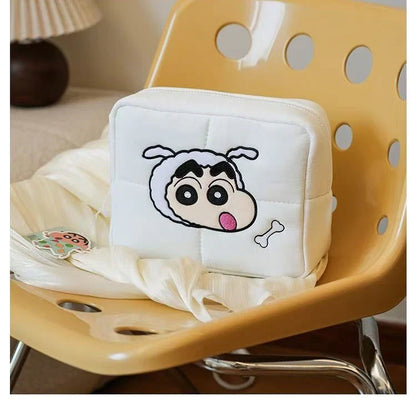 Shinchan Cartoon Cosmetic Pouch | Cute Kawaii Multipurpose Makeup & Stationery Storage Bag (Random Design)