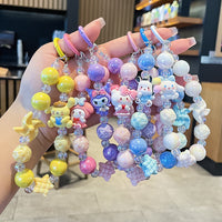 Kawaii Sanrio Beaded Keychain Bracelet Set | Cute Cartoon Character Wrist Keychains for Kids & Girls