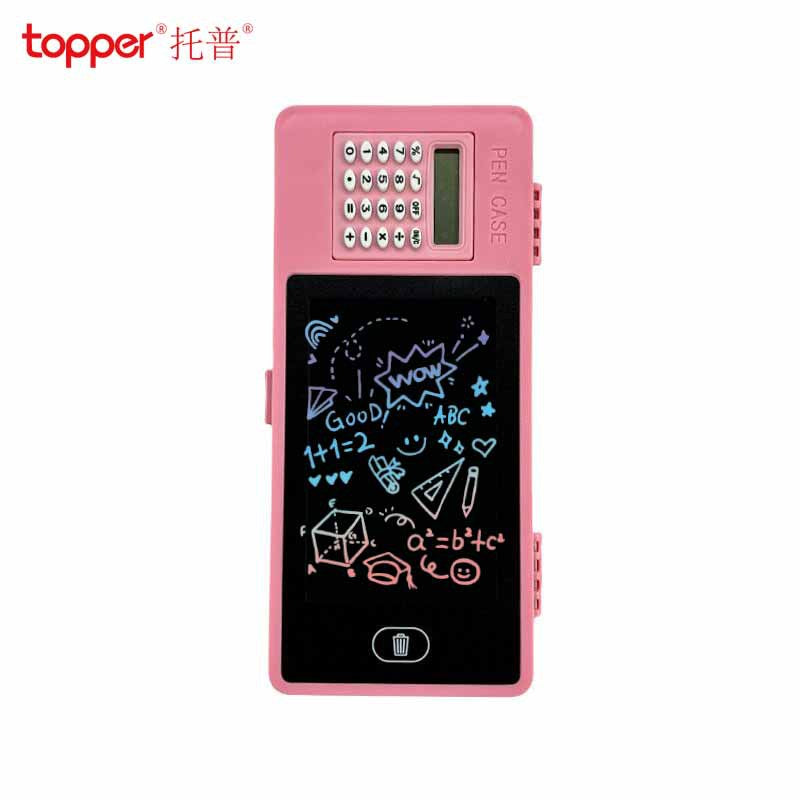 LCD Writing Tablet Calculator Pencil Case – Smart Digital Drawing Pad Pen Box for Kids | Reusable Memo Board Study Organizer