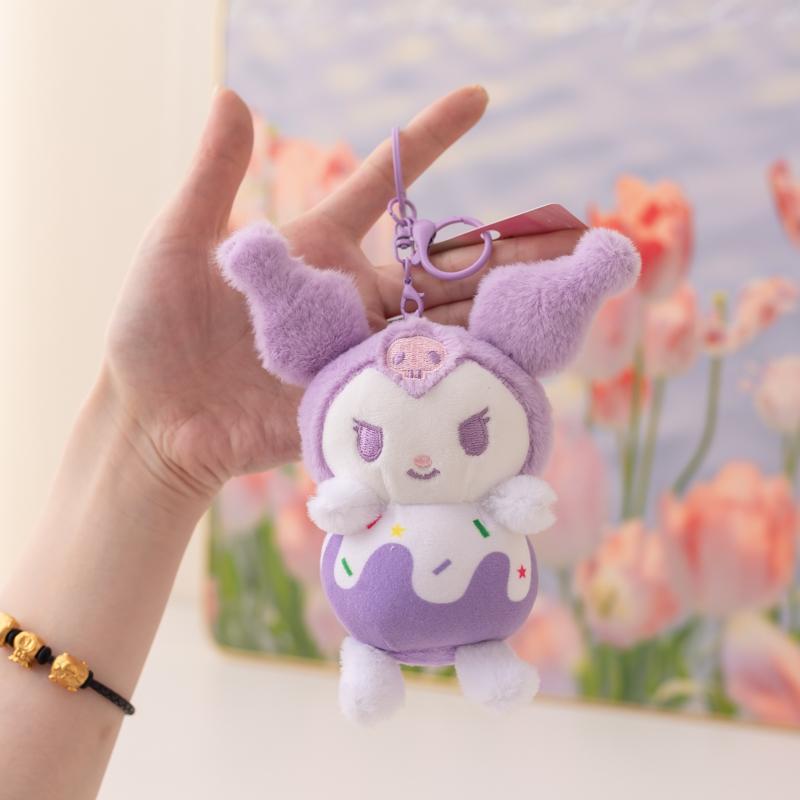 Sanrio Dessert Plush Keychains – Kuromi, My Melody & Cinnamoroll