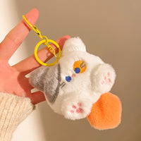 Kawaii Plush Cat Keychain – Cute Fluffy Kitty Bag Charm for Girls & Cat Lovers